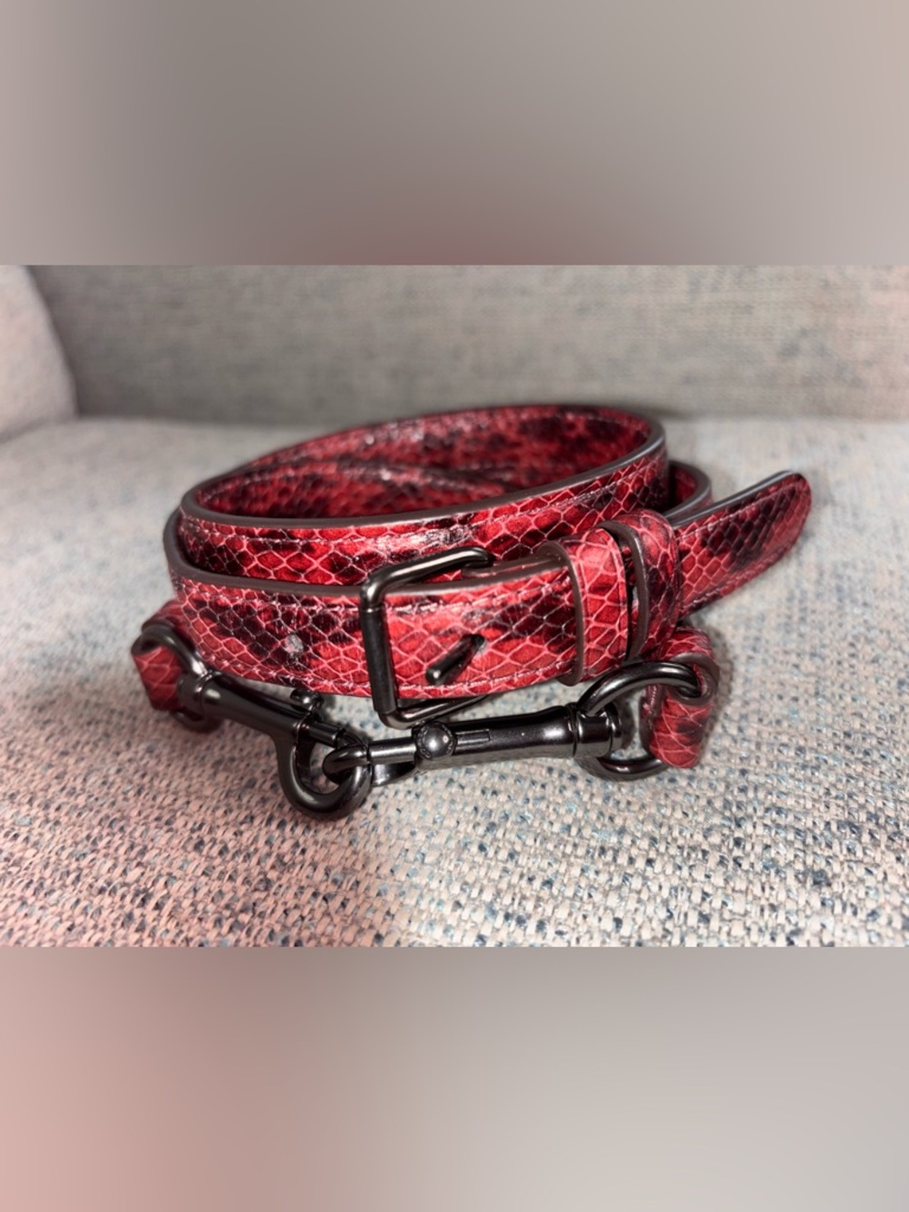 Coach Tyler Leather Tote Burgundy w/Purple/Snake Details, Crossbody Strap - Picture 6 of 16